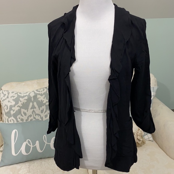 American Rag Black Lightweight Ruffled Jacket - Picture 7 of 10